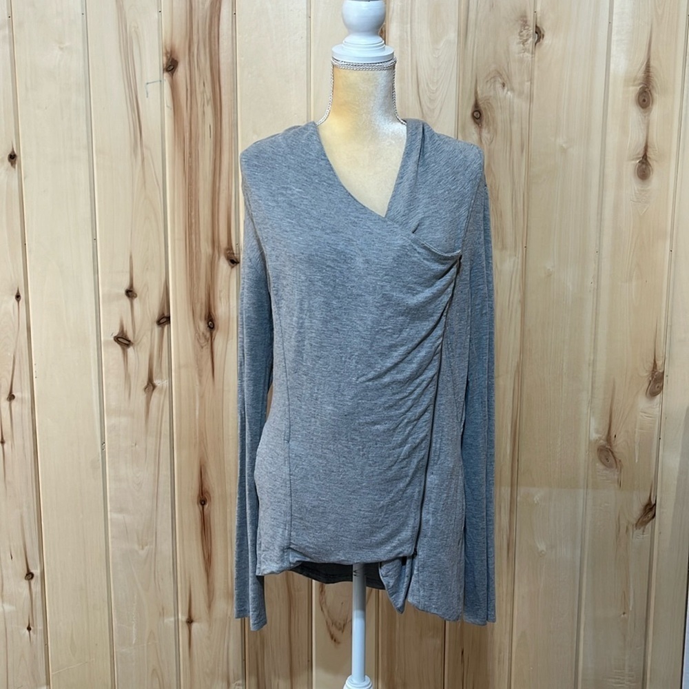Market & Spruce Grey Lagenlook Full Side Zip Sweater Size‎ L